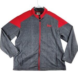 Nebraska Huskers Full Zip Champion Jacket Mens XL Gray Red Athletic Fleece NCAA